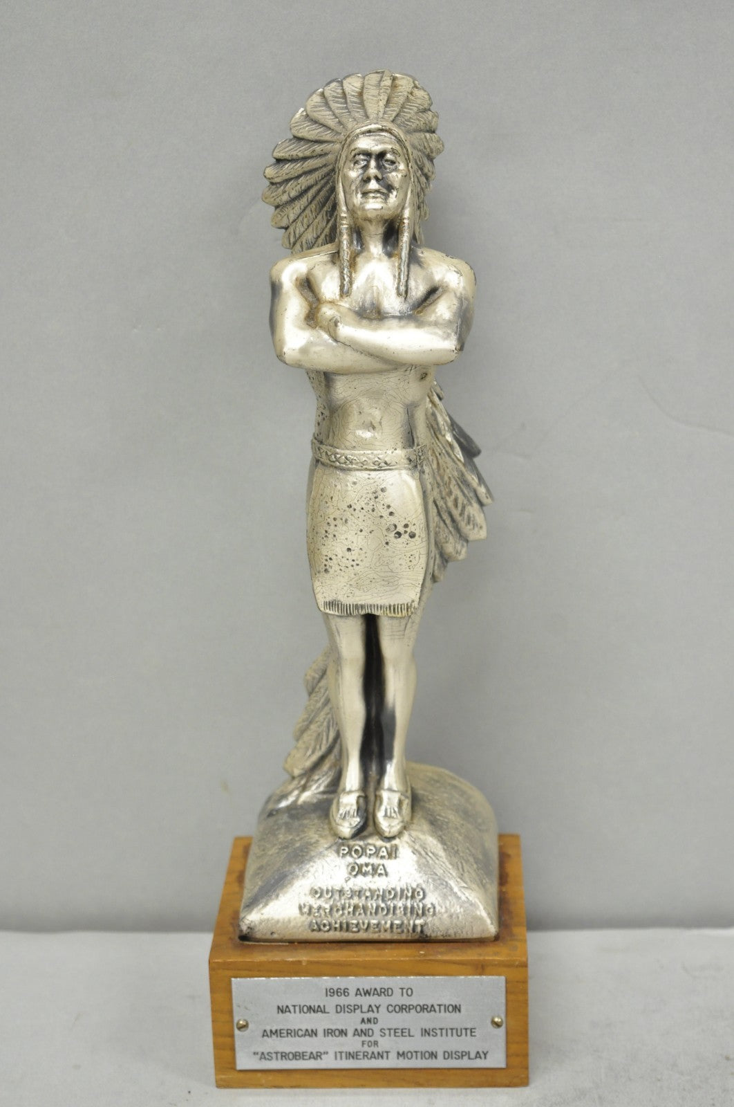 Vintage 1960s POPAI OMA Store Display Award Trophy Native American Chief Figure