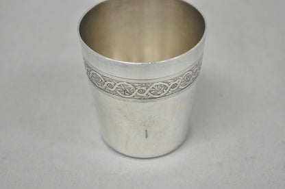 Antique Christofle French Silver Plated Shot Glass Goblet Cup w/ Wreath Pattern