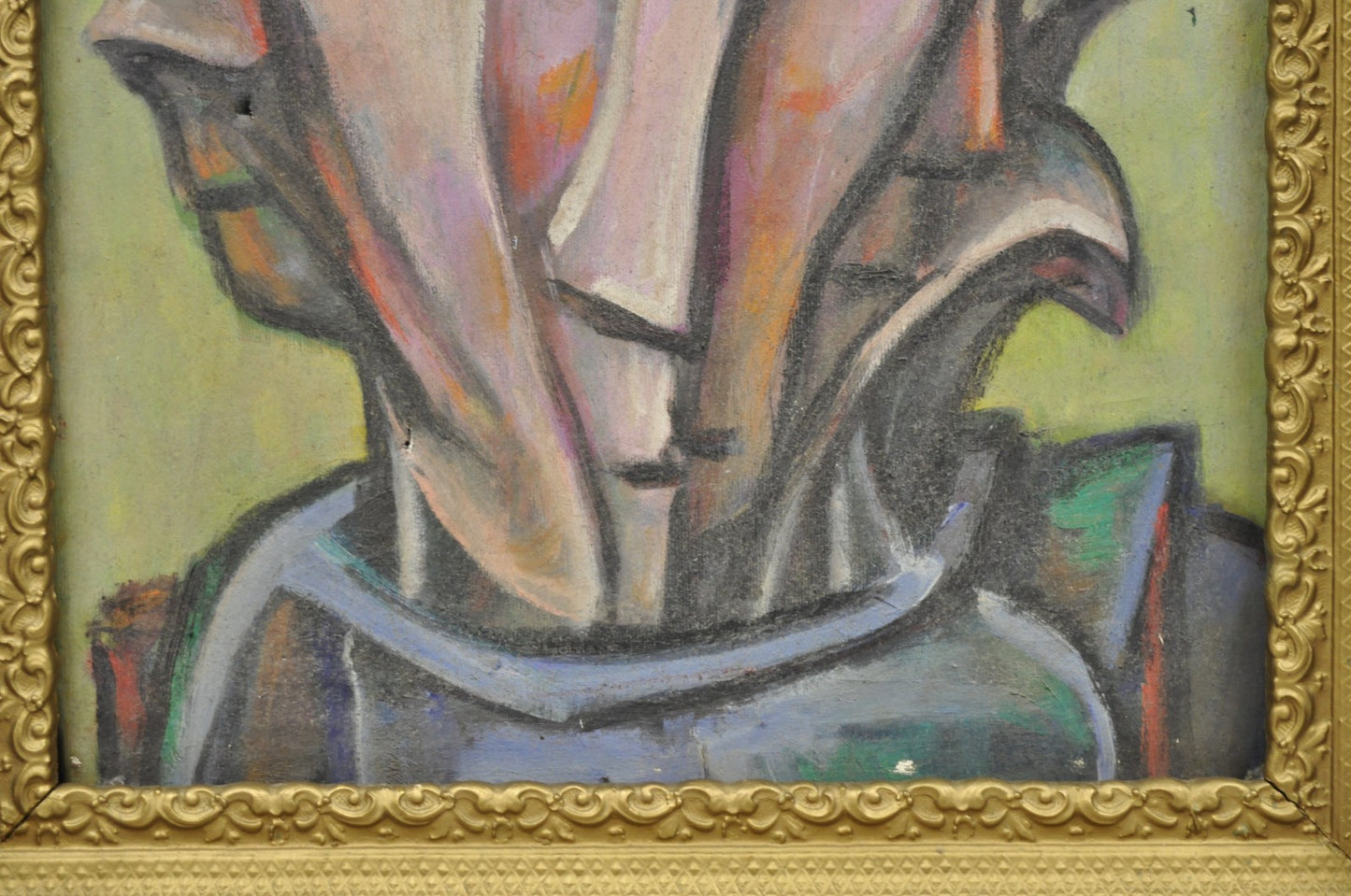 Vintage Samuel Heller "Face in Motion" Picasso Style Oil on Canvas Painting