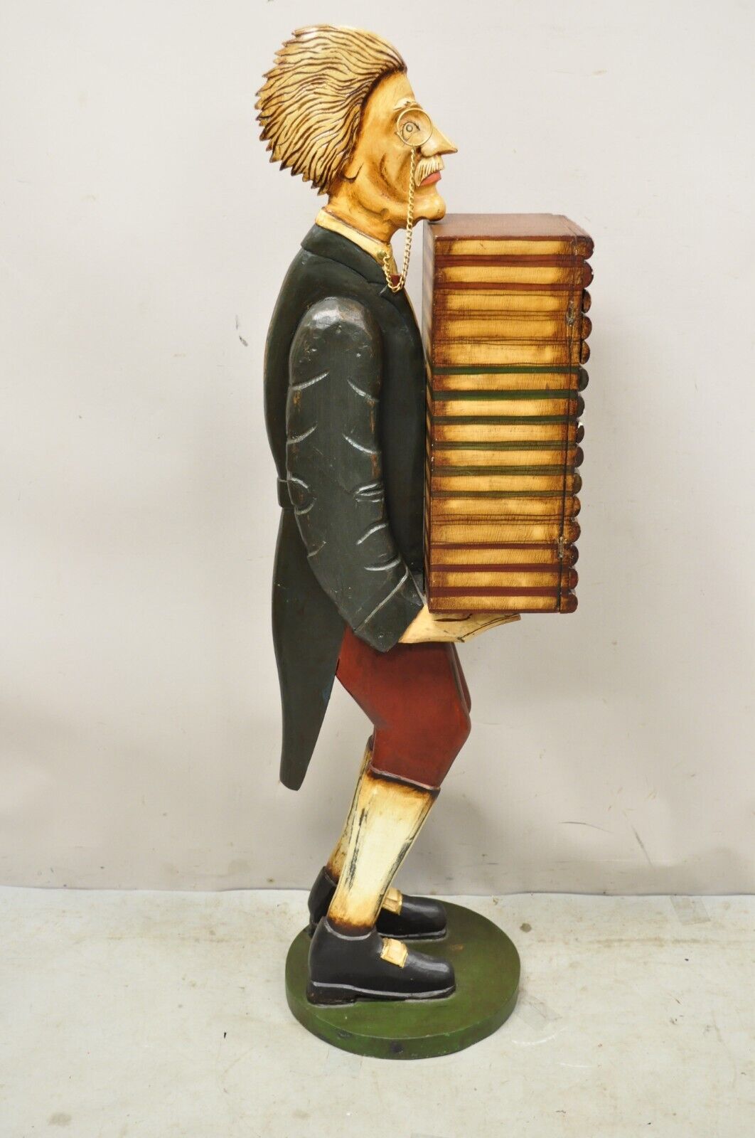 52" Tall Figural Librarian Man Holding Stack of Books Statue Storage Cabinet