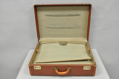 Vintage Art Deco Brown Hard Shell 24" Travel Suitcase Luggage w/ Fitted Interior