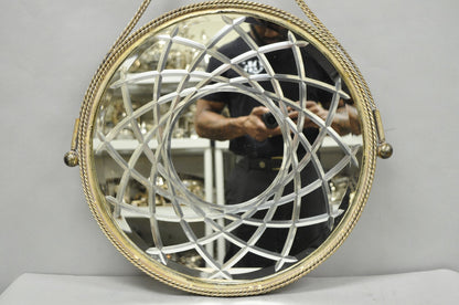 Contemporary Modern Hollywood Regency Round Etched Glass Hanging Wall Mirror