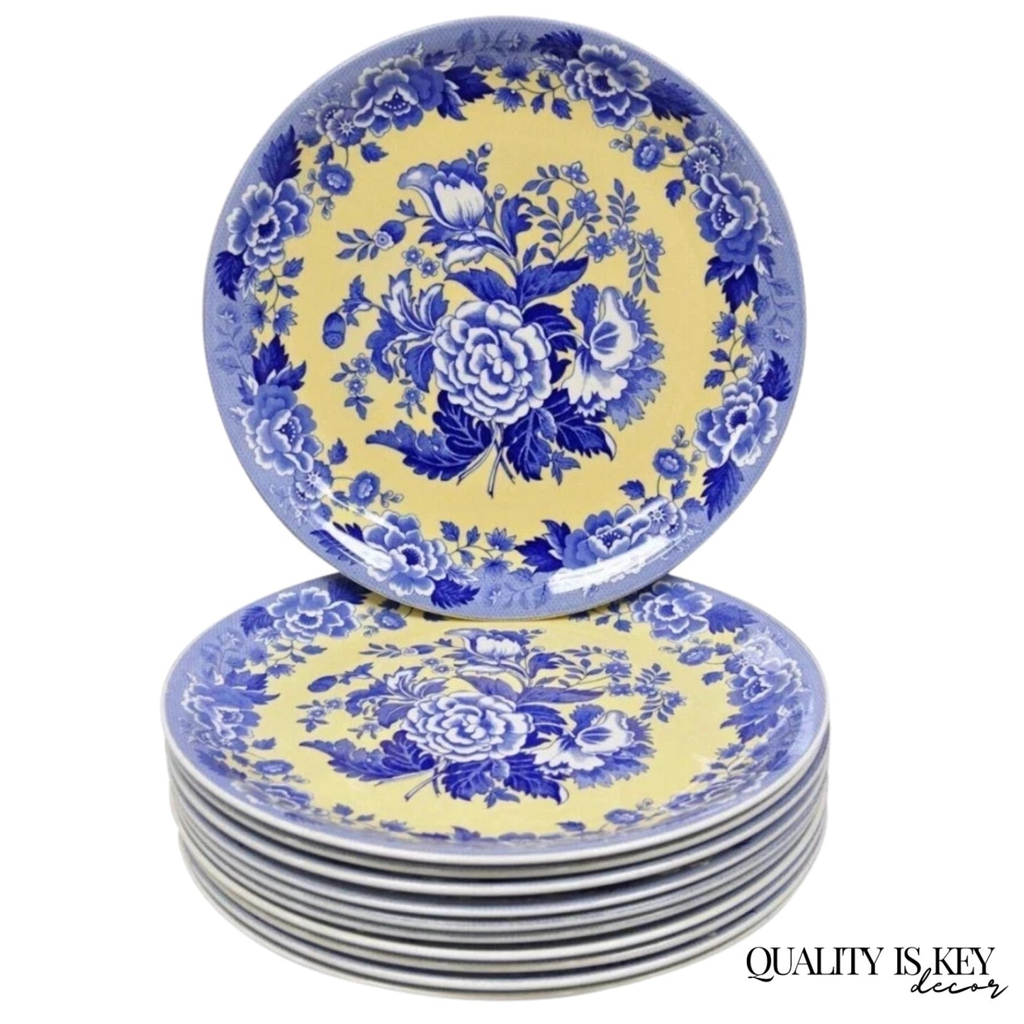 Spode 13" Garden Collection Flowers Poppy Blue Yellow Platter Dinner Plate, Each