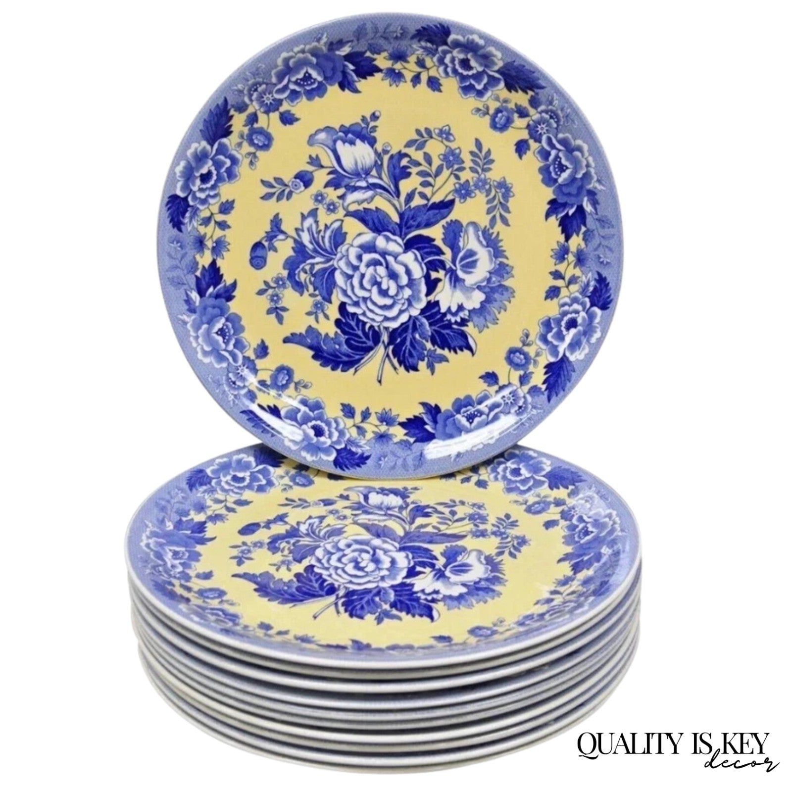 Spode 13" Garden Collection Flowers Poppy Blue Yellow Platter Dinner Plate, Each