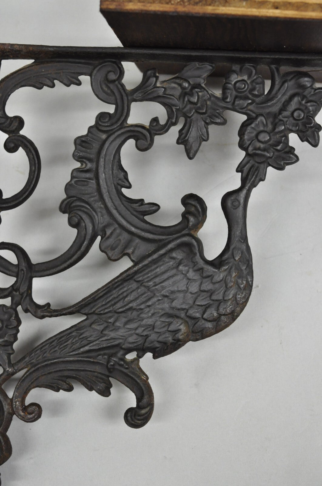 Antique Art Nouveau Cast Iron Figural Phoenix Bird Wall Shelf Brackets - a Pair