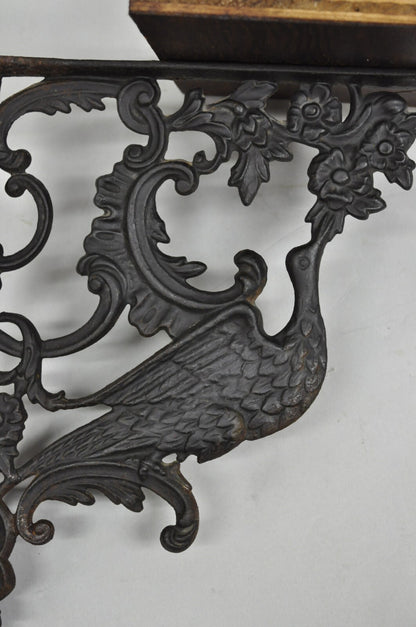 Antique Art Nouveau Cast Iron Figural Phoenix Bird Wall Shelf Brackets - a Pair