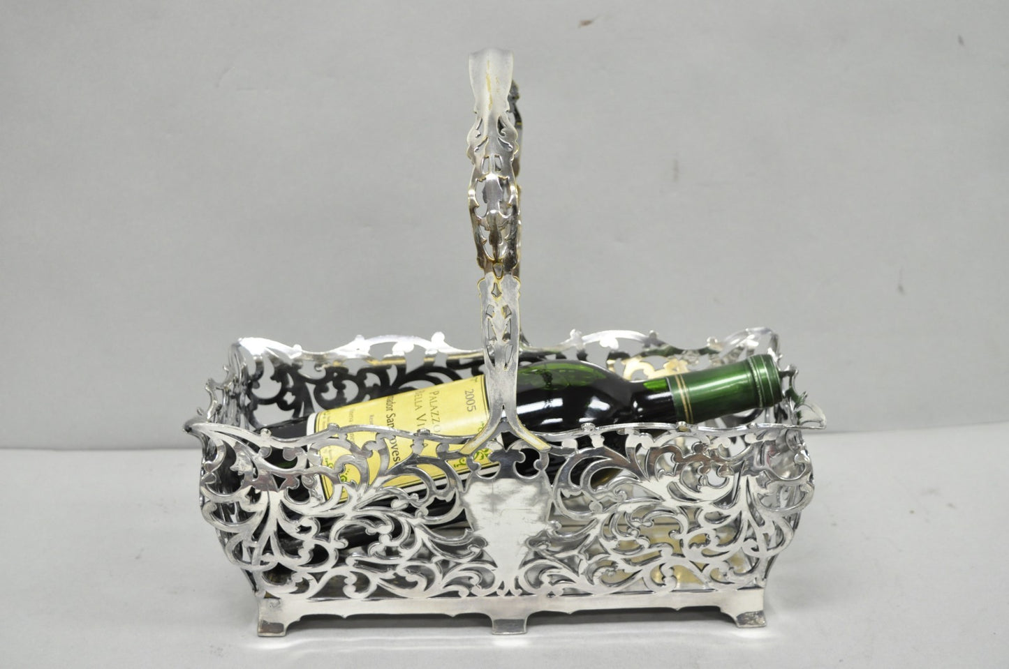 Antique Victorian Silver Plated Reticulated Scrollwork Bread Basket by Forbes