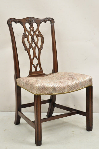 Antique Chippendale Georgian Style Carved Mahogany Dining Side Chairs - Set of 6