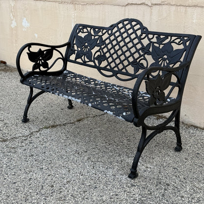 Contemporary Art Nouveau Style Cast Aluminum Garden Patio Garden Bench Loveseat