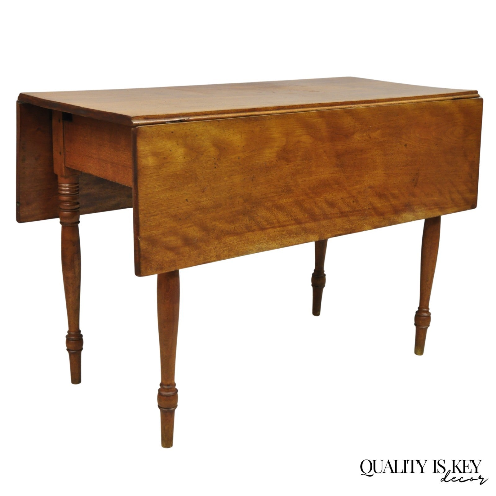 Antique French Country Farmhouse Cherry Wood Drop Leaf Extension Dining Table