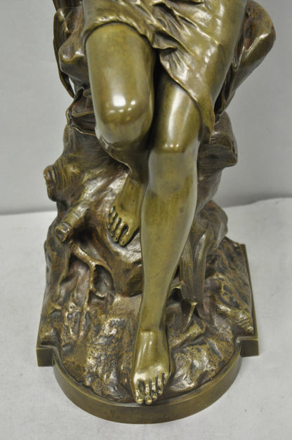 Antique Edouard Drouot (1859-1945) "La Rosse" French Bronze Sculpture of Woman