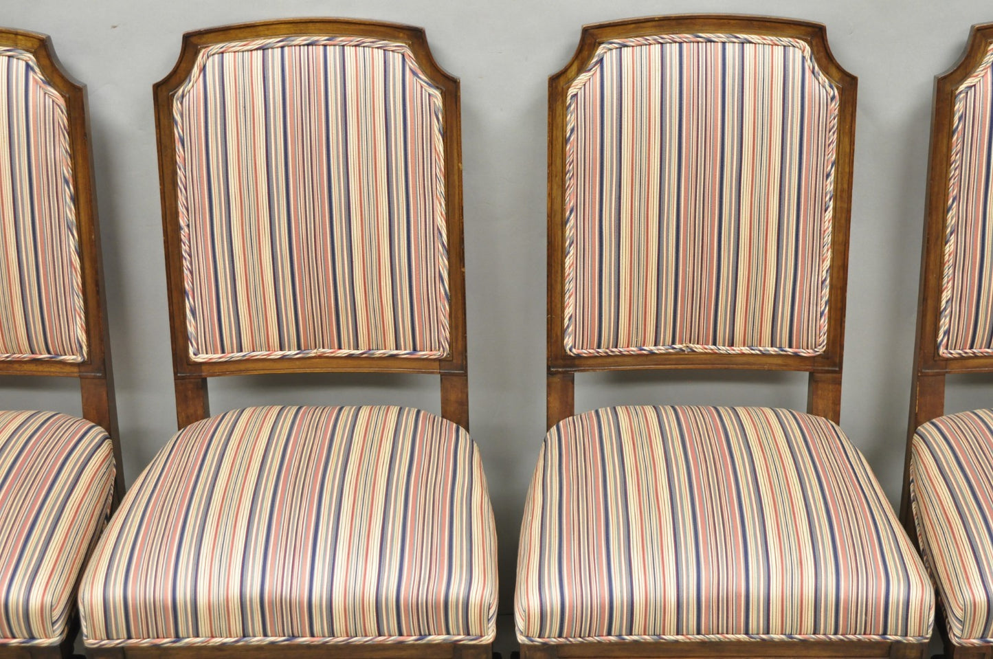Vintage French Country Provincial Style Carved Walnut Dining Side Chair Set of 4