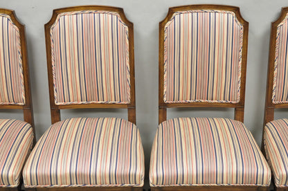 Vintage French Country Provincial Style Carved Walnut Dining Side Chair Set of 4