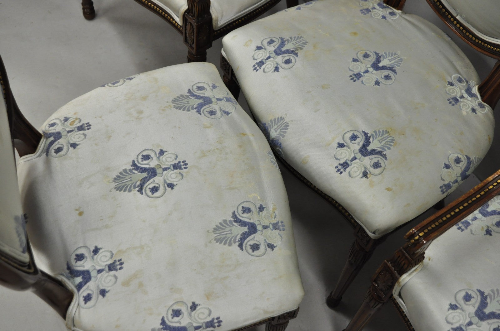 Italian Regency French Louis XVI Style Cherry Wood Oval Dining Chairs - Set of 6