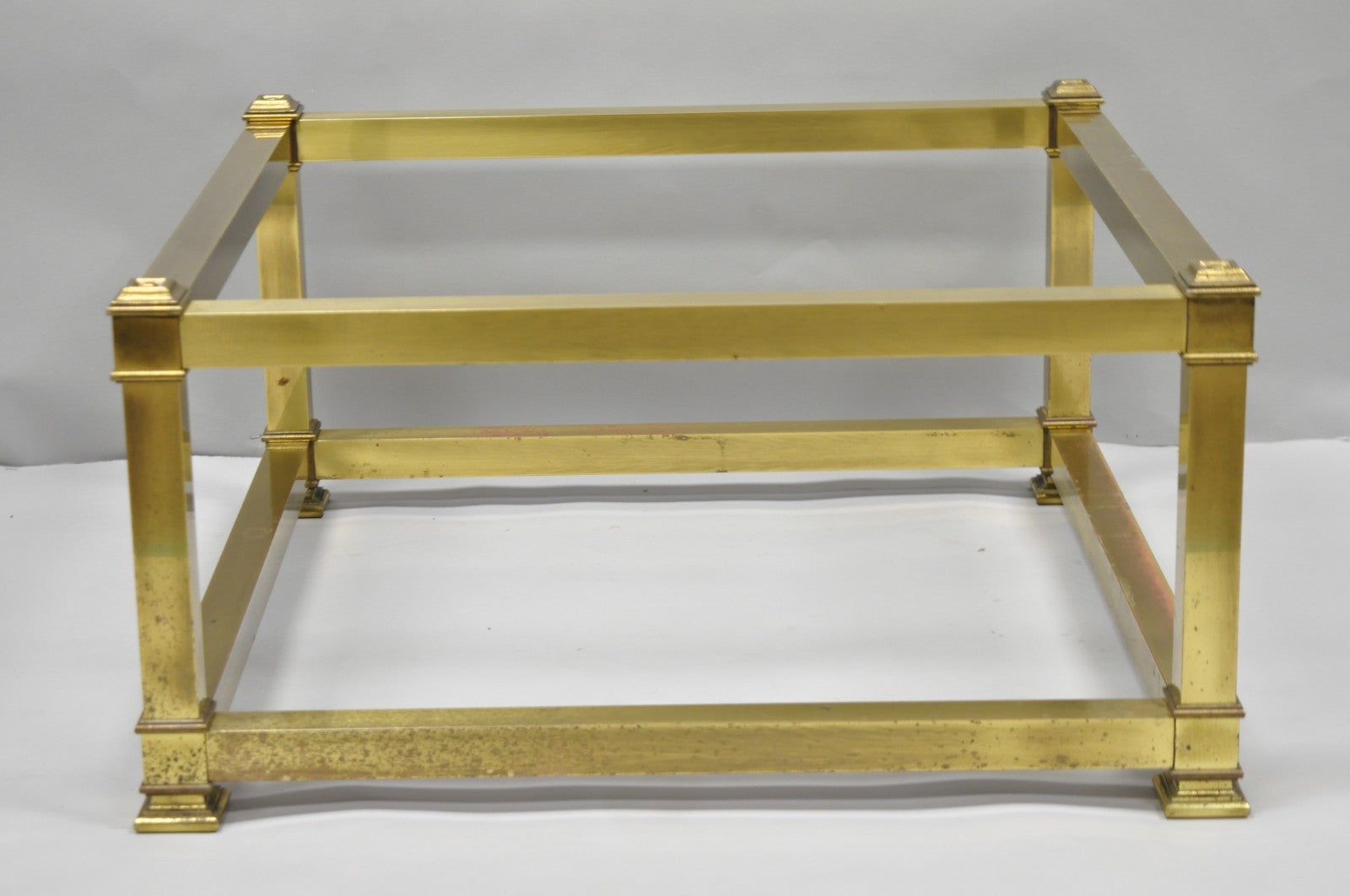Vintage Mastercraft Hollywood Regency Square Brass Coffee Table Base Only