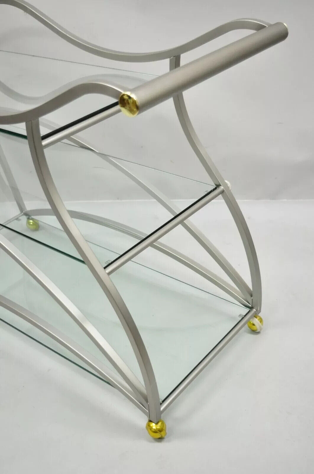 Design Institute of America Rick Lee Brushed Nickel Metal Sculptural Bar Cart