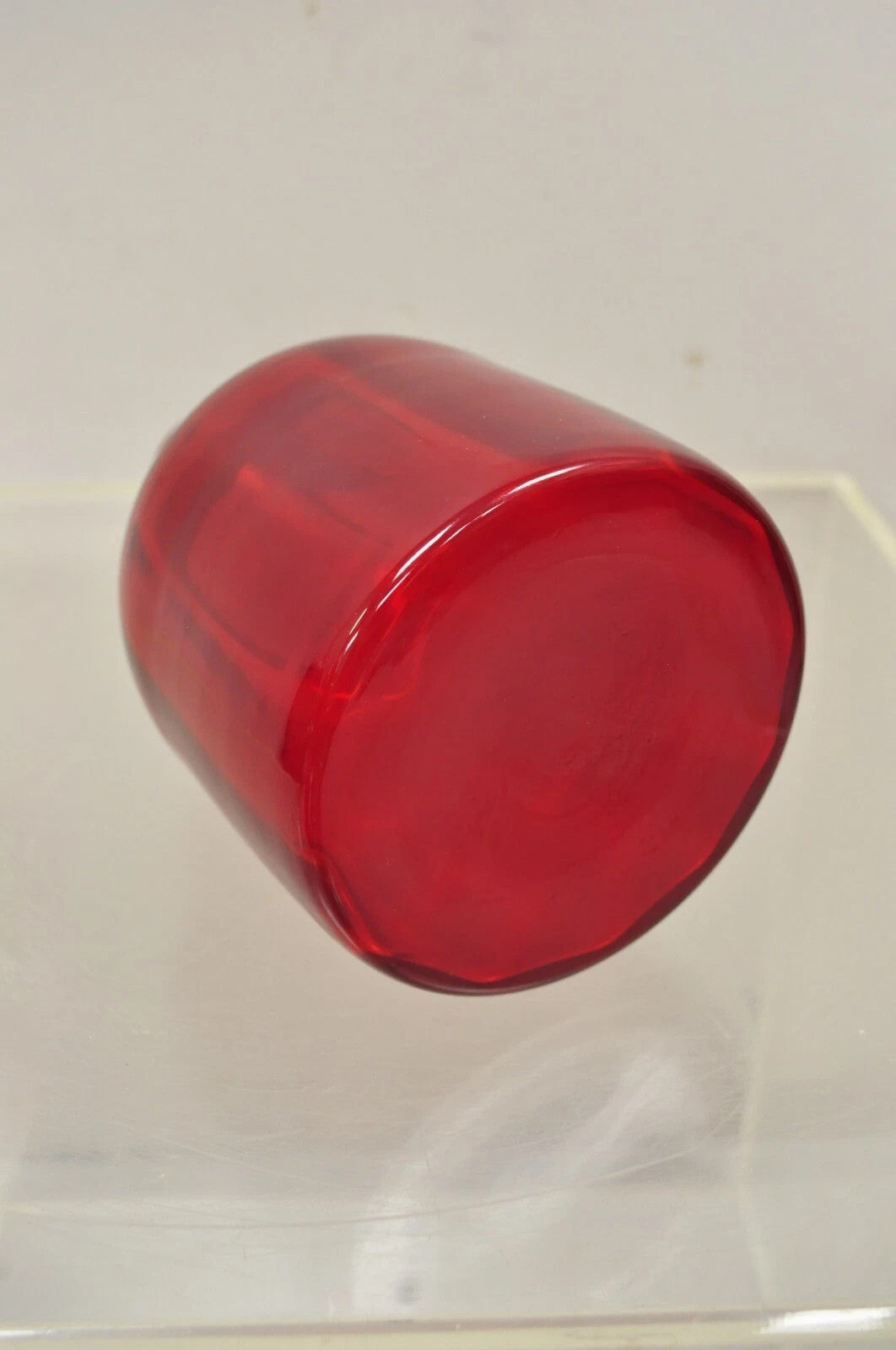 Mid Century Modern Blenko Large Red Blown Art Glass Vase Vessel Jug with Stopper