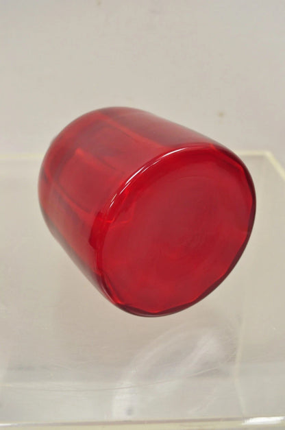 Mid Century Modern Blenko Large Red Blown Art Glass Vase Vessel Jug with Stopper