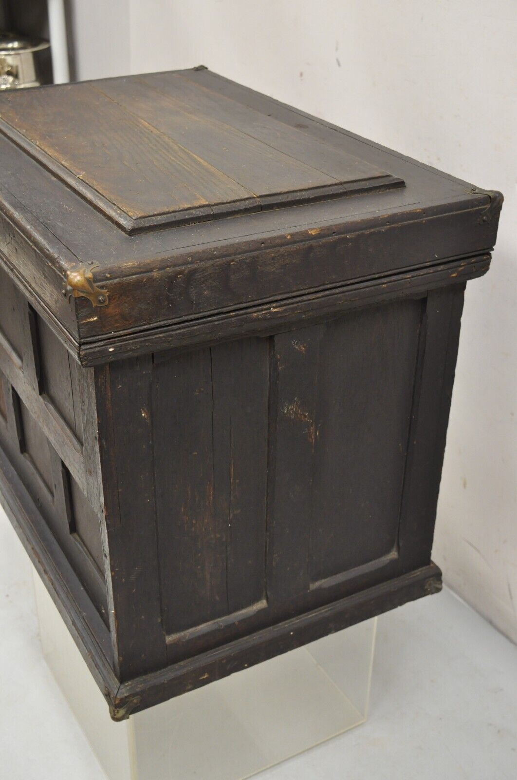 Antique Mission Arts & Crafts Oak Wood Carpenters Tool Chest Cabinet w/ Drawers