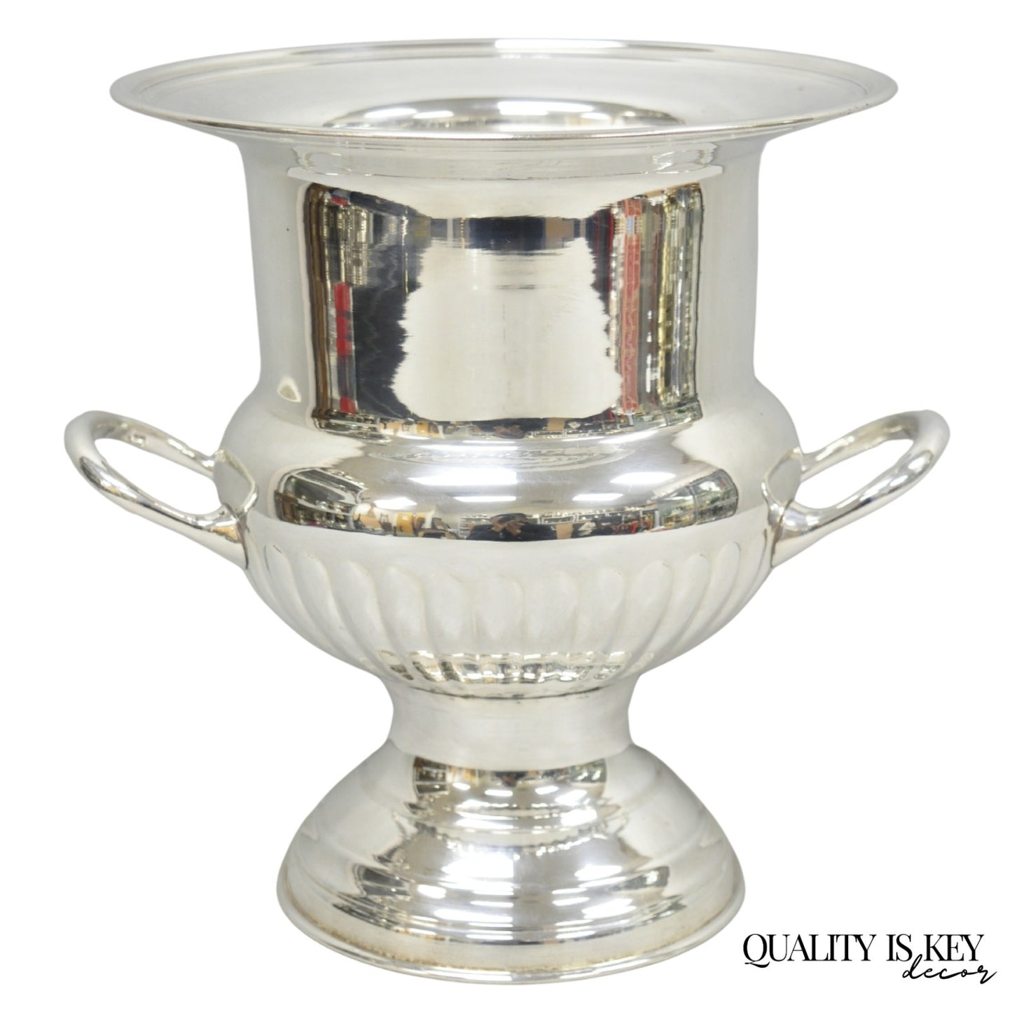 Vintage Leonard Silver Plated Ribbed Trophy Cup Urn Champagne Chiller Ice Bucket