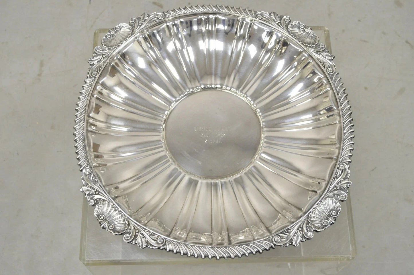 Antique "Barefoot Mailman Rally 1962" Award Silver Plated Serving Platter Tray