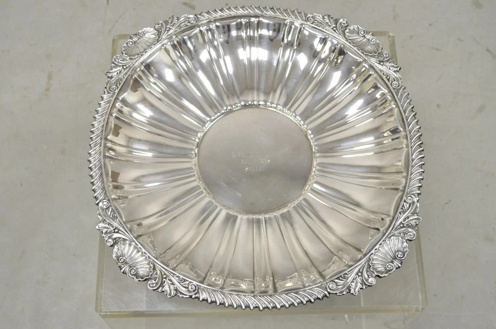 Antique "Barefoot Mailman Rally 1962" Award Silver Plated Serving Platter Tray