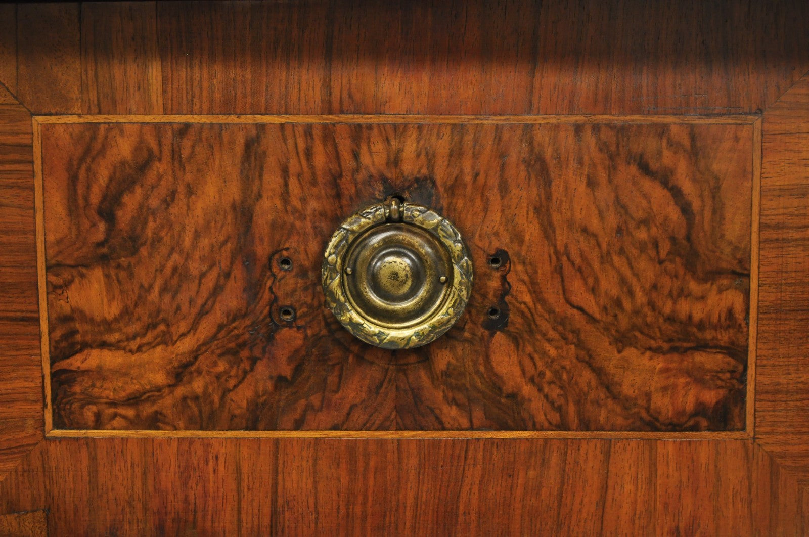 Antique Italian Biedermeier Burr Walnut 3 Drawer Commode Dresser Chest of Drawer