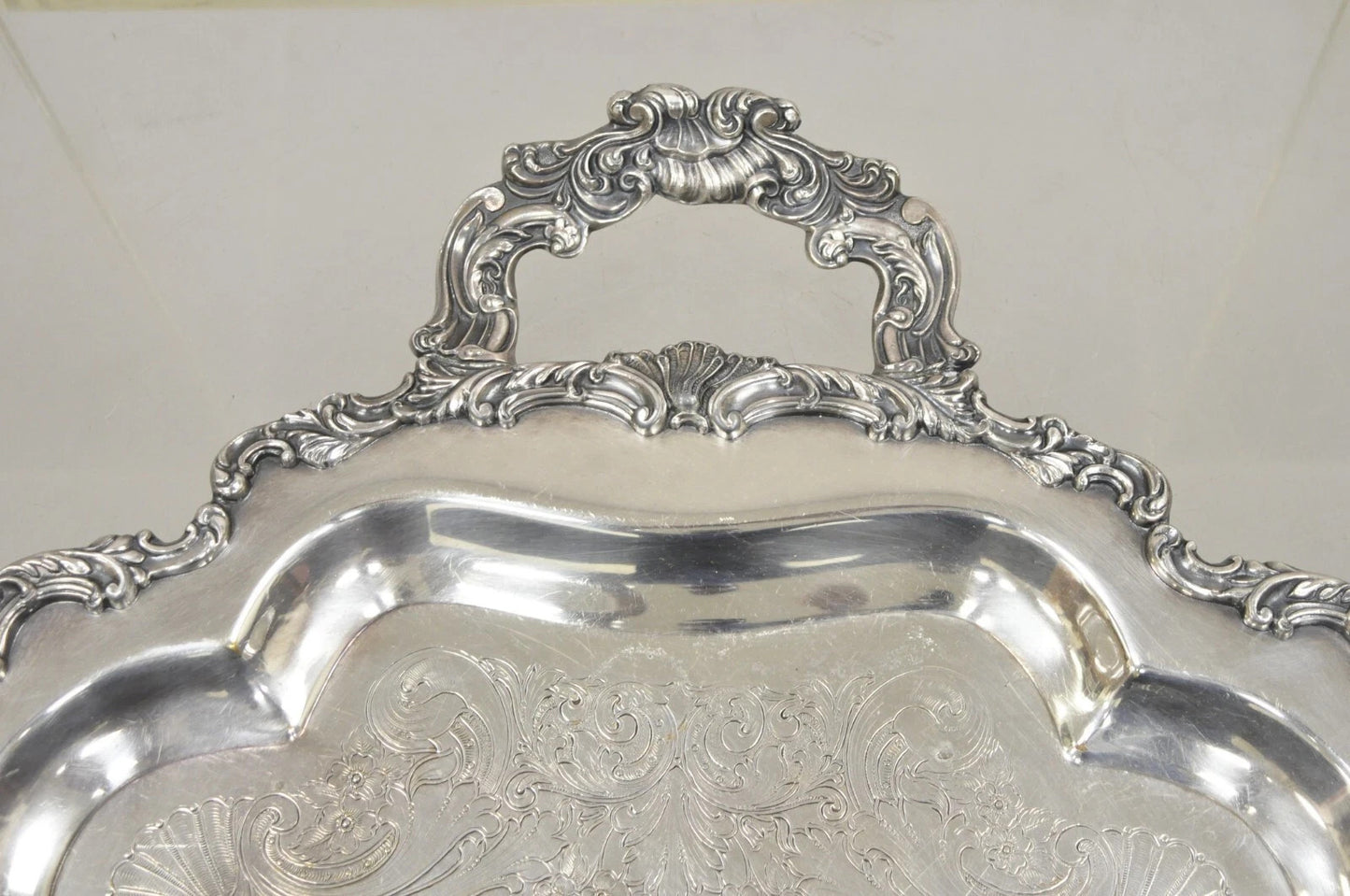 Vintage Community Ascot Sheffield Large Victorian Silver Plated Platter Bar Tray