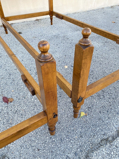 Antique Hitchcock Style Maple Wood Single Twin Bed Frames w/ Urn Finial - a Pair