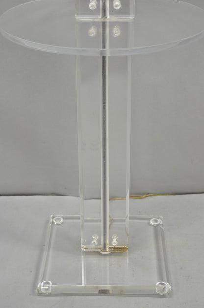 Vintage Mid Century Modern Lucite Acrylic Skyscraper Side Table Floor Lamp