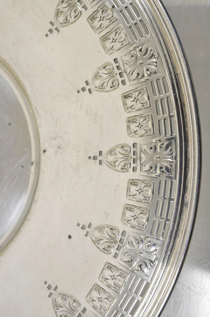 Antique Wallingford Silver Plated Victorian 10" Round Decorated Dish Platter
