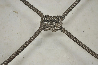 Italian Hollywood Regency Steel Knotted Rope and Tassel Round Glass Coffee Table