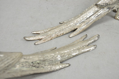 Vintage Mid Century Modern Silver Plated Pheasant Peacock Bird Figurines - Pair