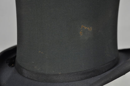 Antique Victorian Brown Leather Travel Case Hat Box w/ Miller of NY Silk Top Hat