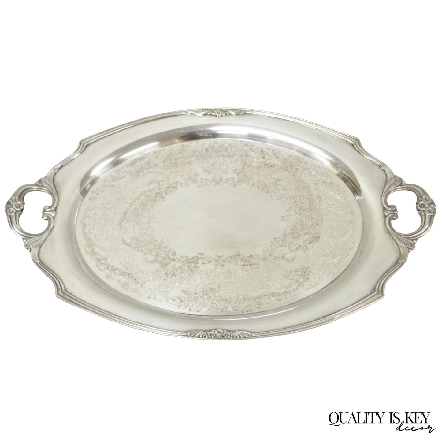 1847 Rogers Bros Eternally Yours Silver Plated Oval Serving Platter Butlers Tray