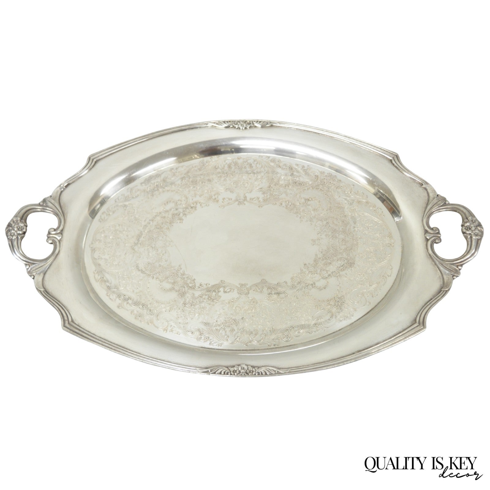 1847 Rogers Bros Eternally Yours Silver Plated Oval Serving Platter Butlers Tray