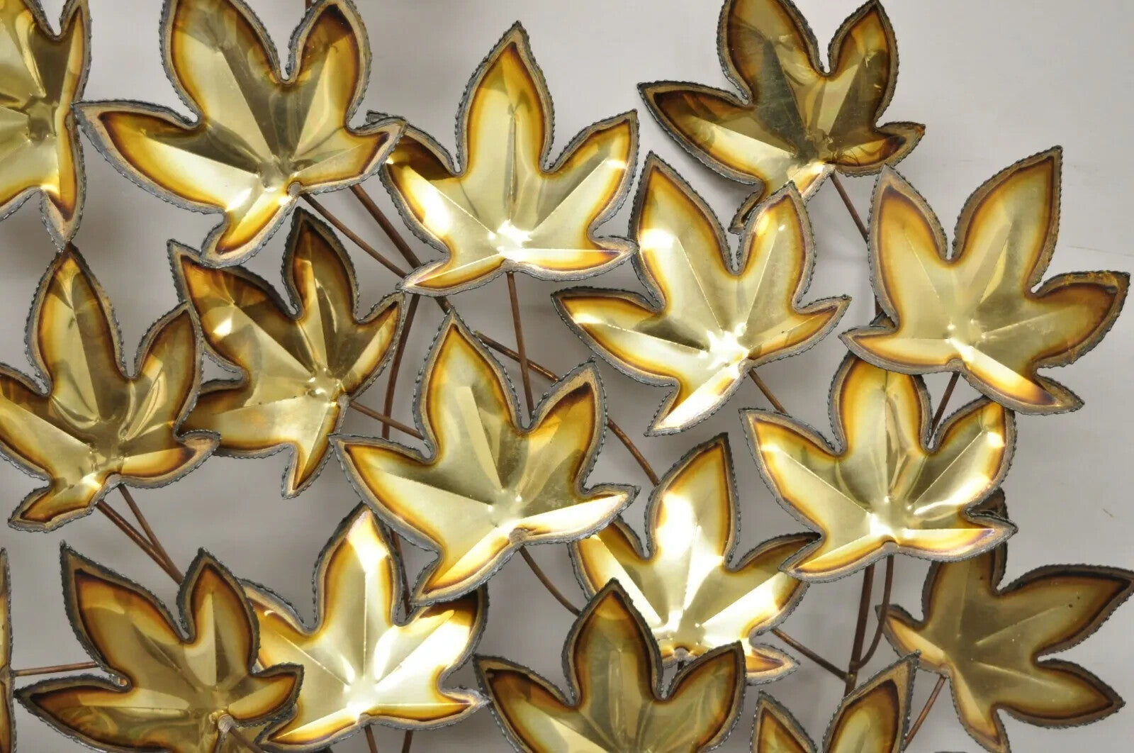 Vintage Curtis Jere Large 48" Maple Leaf Metal Brutalist Wall Art Sculpture