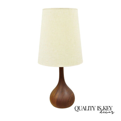 Mid Century Danish Modern Staved Teak Wood Bulbous Sculpted Table Lamp