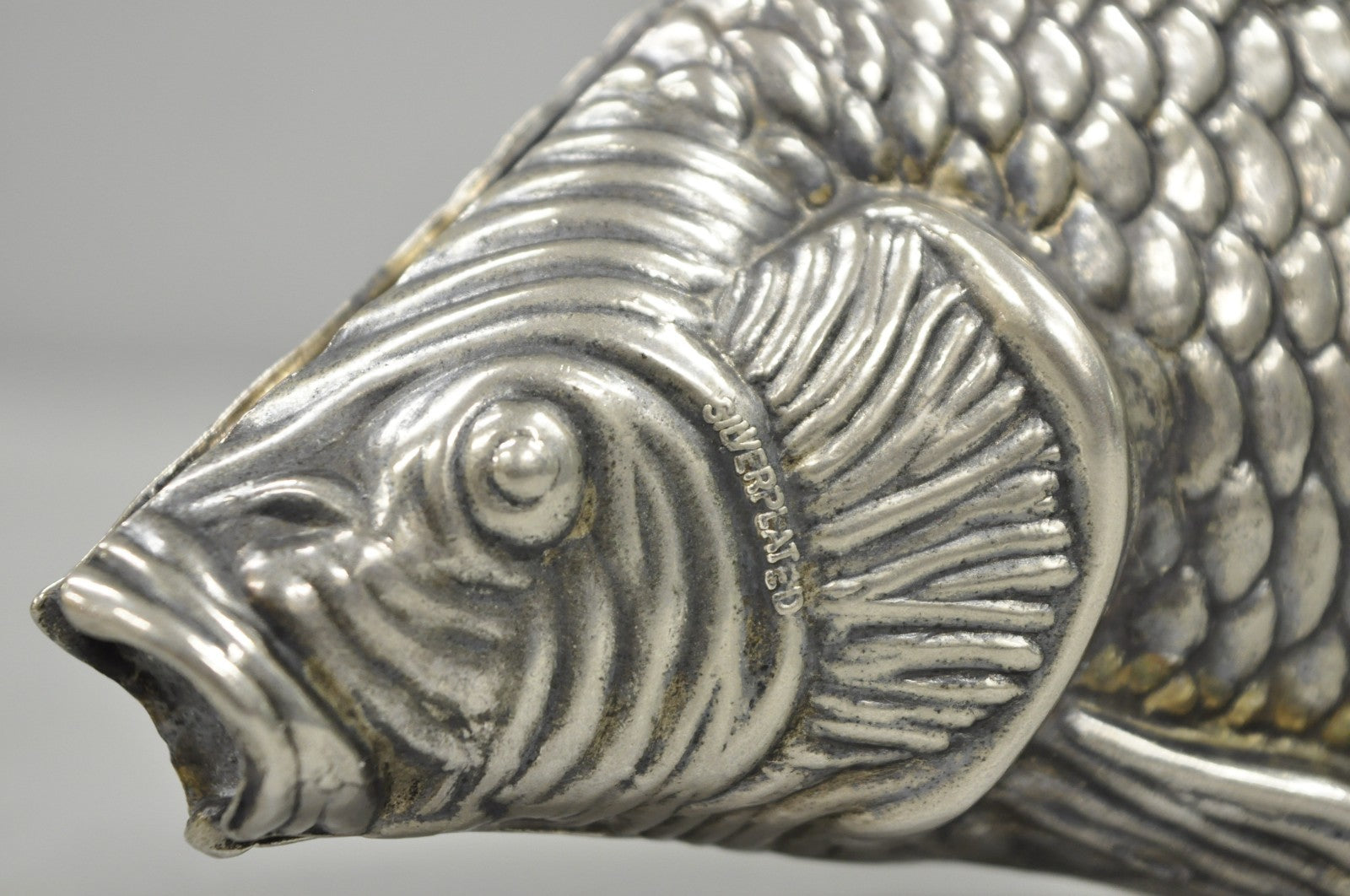 Vintage Italian Hollywood Regency Silver Plated Figural Koi Fish Napkin Holder