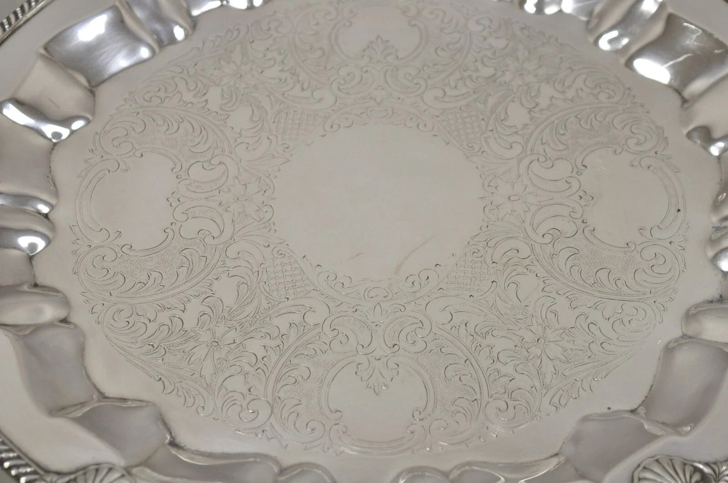 Vintage Federal Silver Co Silver Plated Round Twin Handle Bar Platter Tray