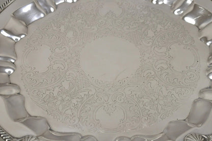 Vintage Federal Silver Co Silver Plated Round Twin Handle Bar Platter Tray