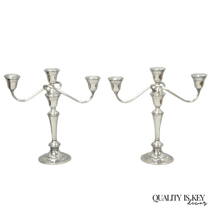 Vintage Gorham YC3021 Silver Plated 3 Arm Convertible Candelabra - a Pair