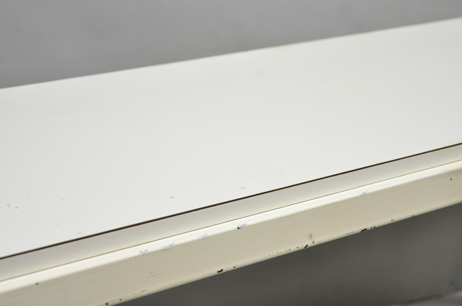 Vintage Mid Century Modern Steel Metal White Laminate Top Coffee Table Bench