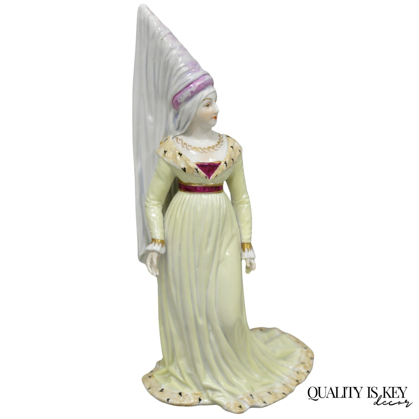 Antique Carl Thieme Potschappel German Dresden Porcelain Medieval Lady Figurine