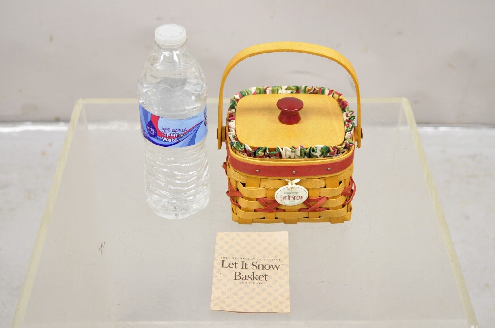 Longaberger 2000 Red Tree Trimming Let it Snow Basket with Protector Lid & Card