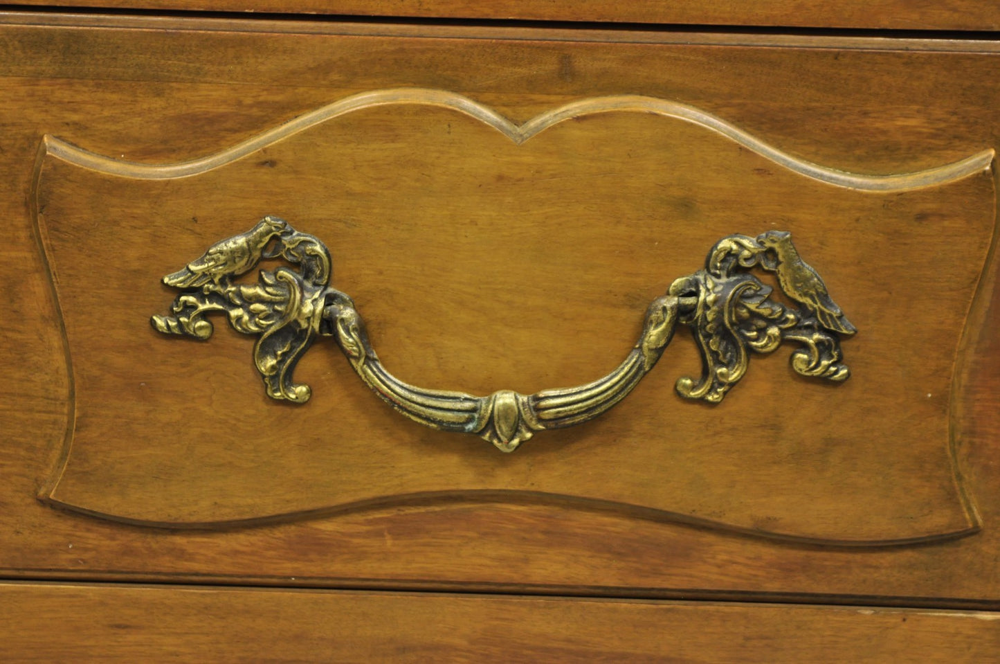 Vintage French Country Provincial Walnut Fruitwood Tall Chest Dresser Cabinet