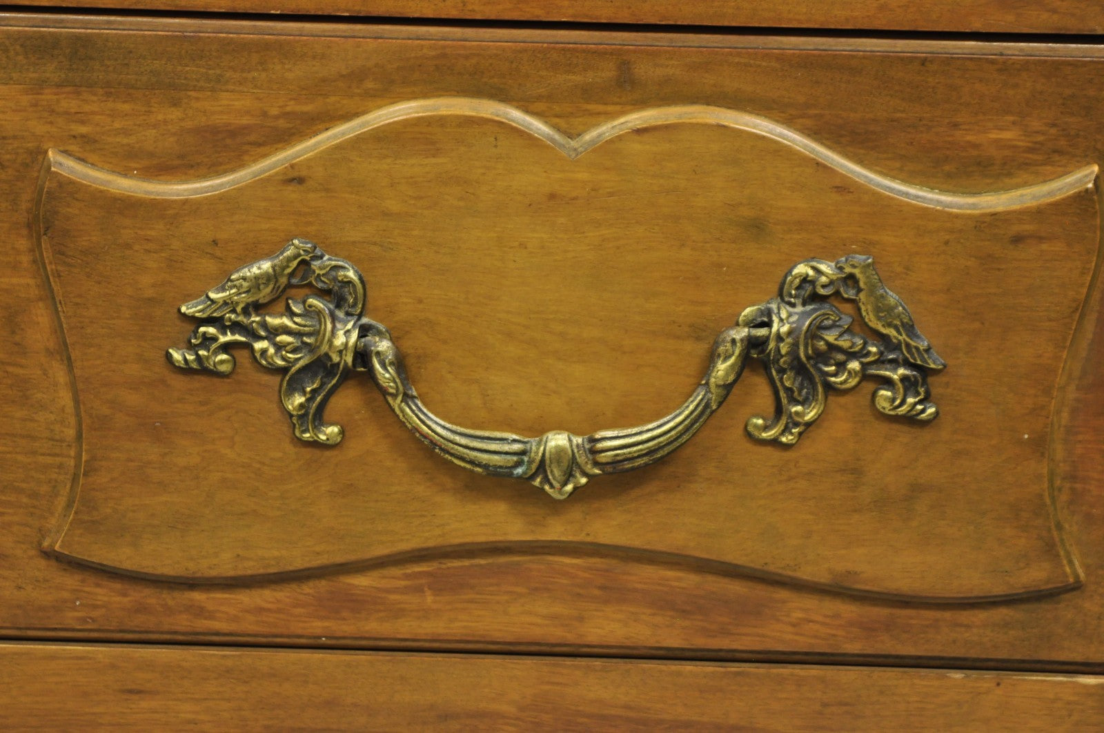 Vintage French Country Provincial Walnut Fruitwood Tall Chest Dresser Cabinet