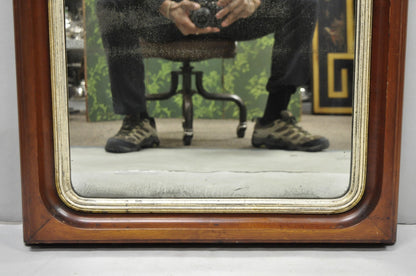 Antique American Empire Arched Mahogany Wood Frame Looking Glass Wall Mirror