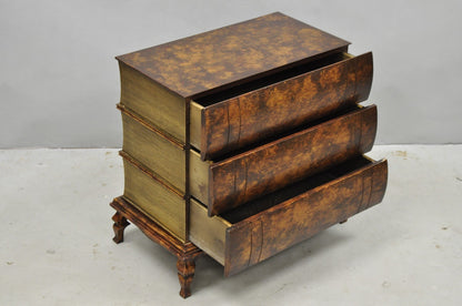 Decorator 3 Drawer Stacked Faux Book Form Italian Side Table w/ Oil Drop Finish