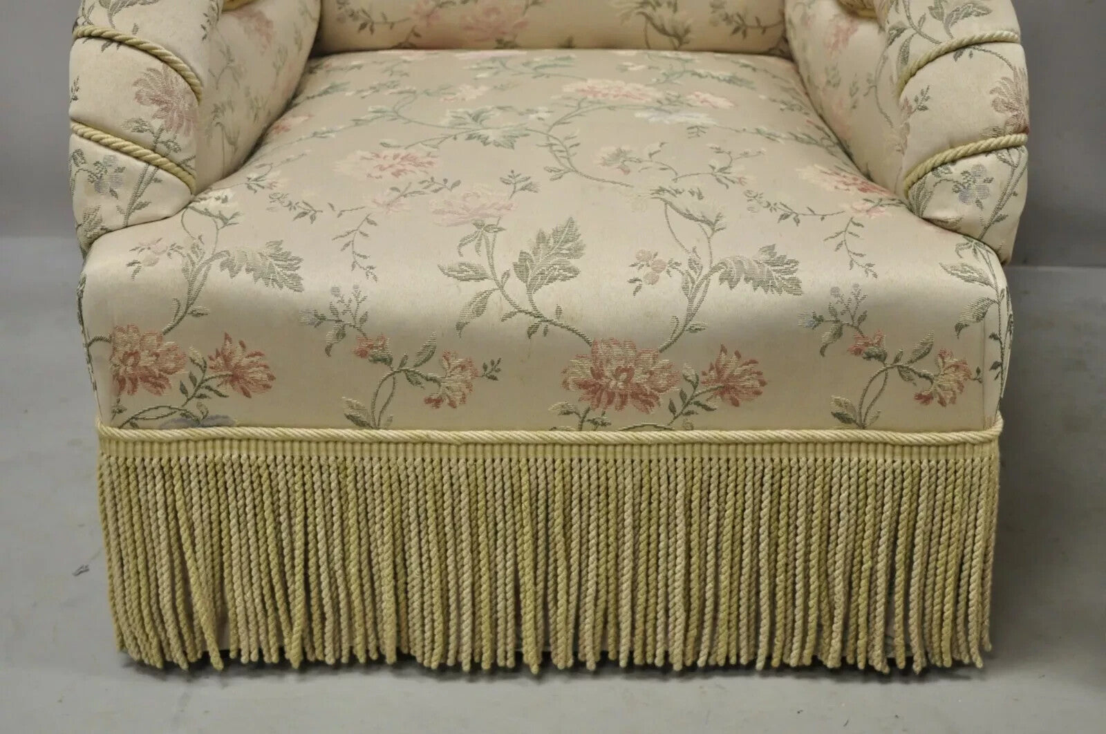 Vintage French Art Deco Style Rolled Arm Pink Gold Club Lounge Chairs - a Pair